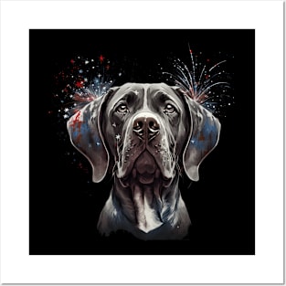 Pointer dog 4th of July Posters and Art